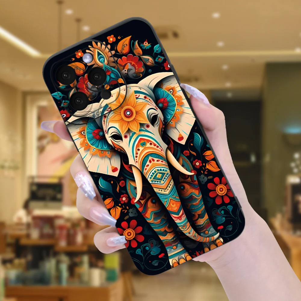 Elephant Pattern Aesthetic Phone Cases for iPhone 14 15 Pro Max 11 12 13 14 X XR XS 7/8 Plus Mini Soft Silicone Shockproof Cover