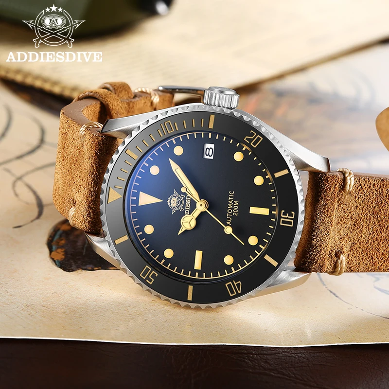 

ADDIESDIVE Fashion Men's Watch NH35 Sapphire Crystal Super Luminous Automatic Mechanical Watches 200M Waterproof Retro Man Watch