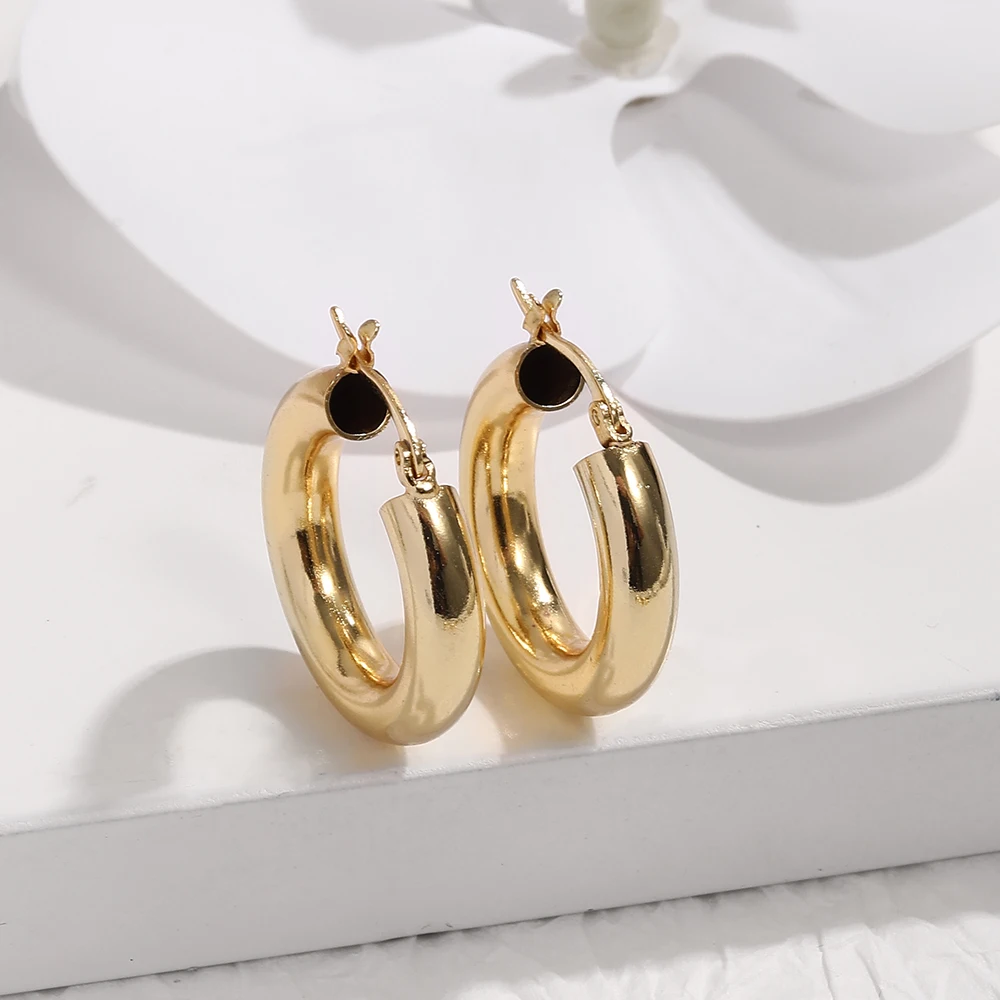 BenS big/middle hoop earrings Hip Hop Style Brass gold plated huggies earrings for women 2024 Fashion jewelry wholesale E19