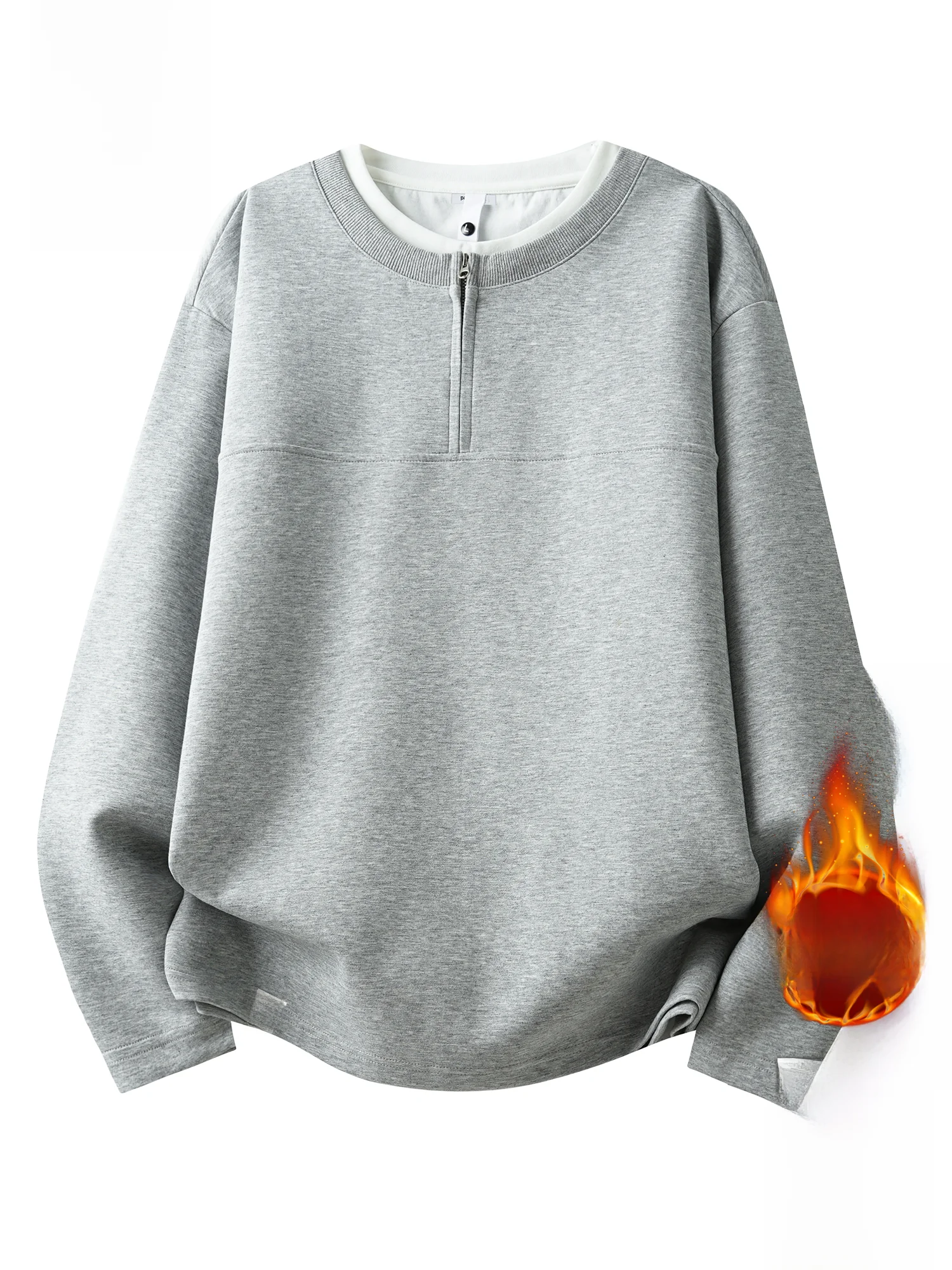 

PaulFrank Henry Collar Fce Lined Loose Fit Casual Long Sve Sweatirt Men's Winter Warm Comfortable Cotton Polyester Blend