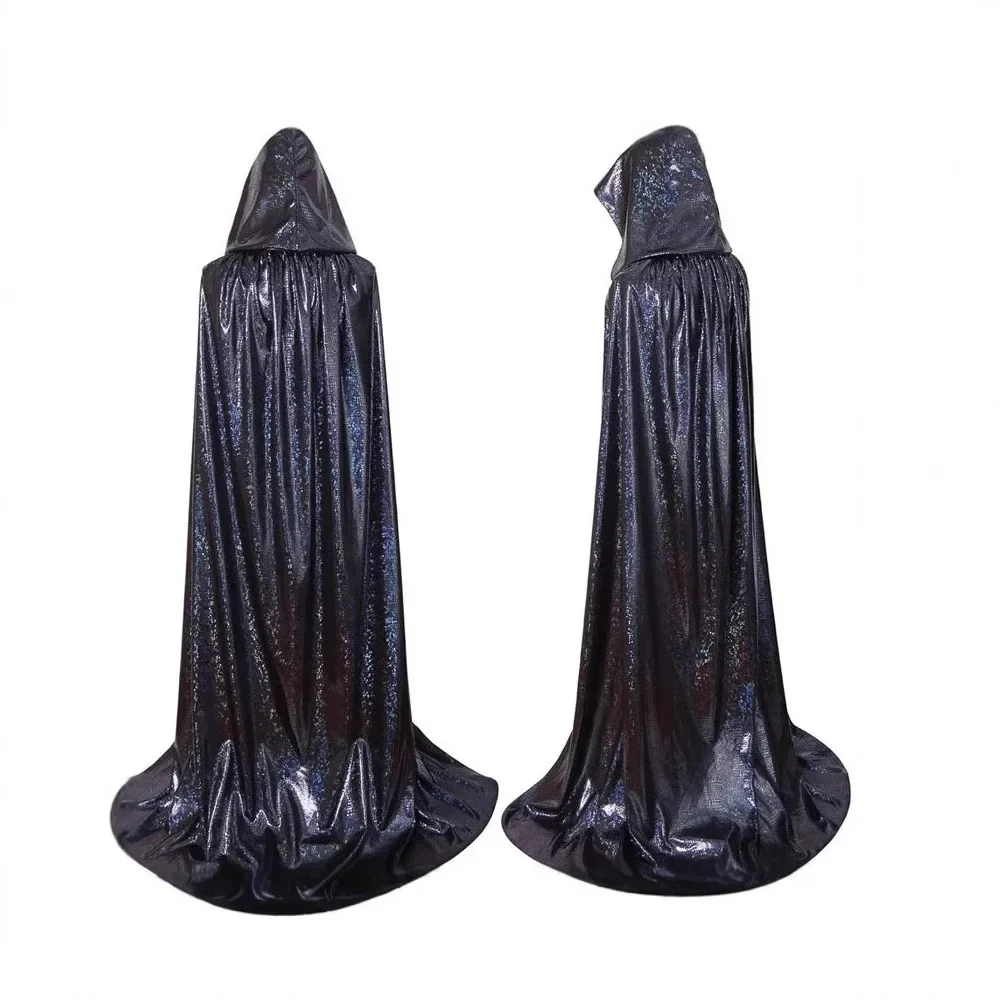 عباءة بغطاء للرأس أوروبية من القرون الوسطى للهالوين كيب كوسبلاي لعب الأدوار للبالغين شال قاتم لامع #4