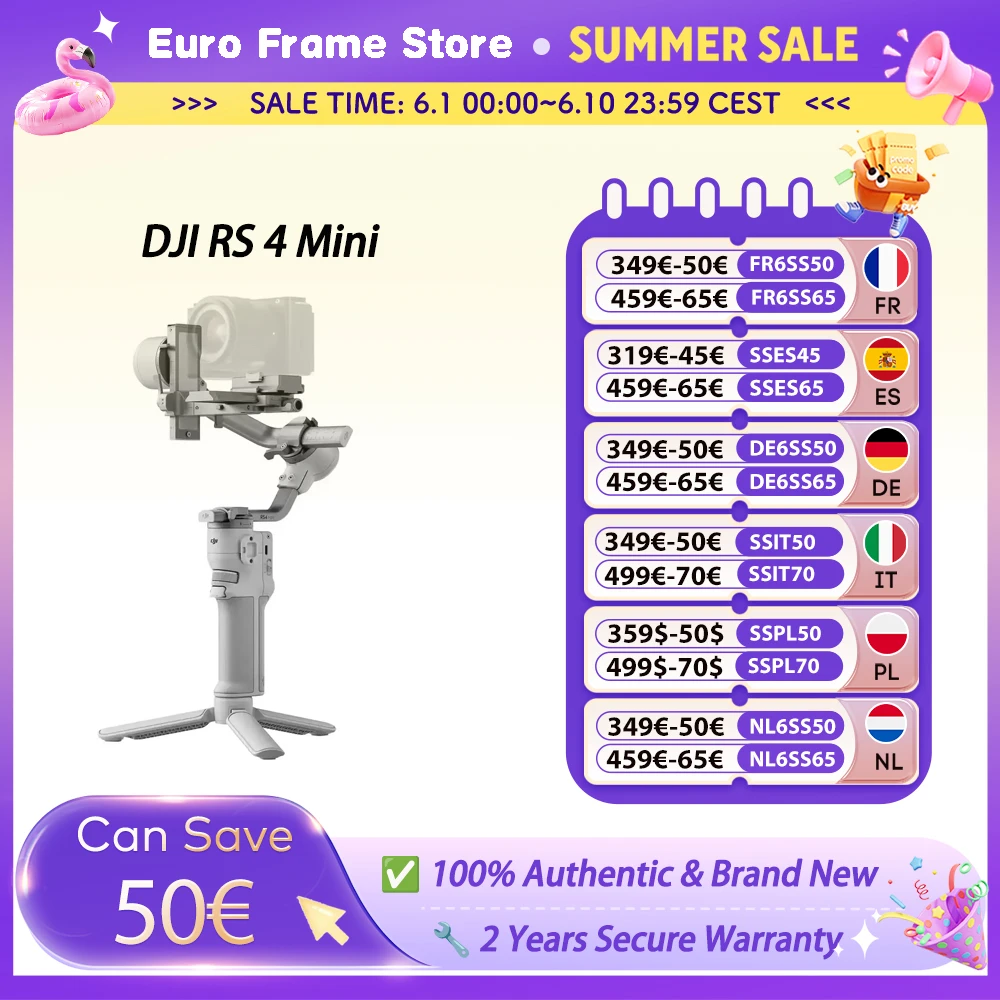 Stabilisateur de cardan DJI RS 4 Mini pour appareil photo, charge utile de 2 kg/4,4 lb, suivi intelligent, prise de vue verticale native, nouveauté