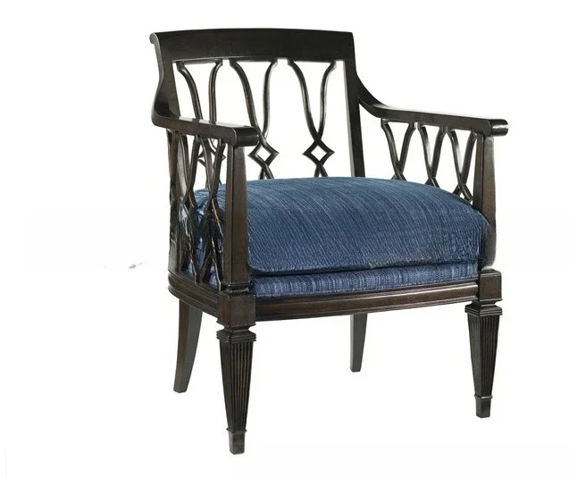 Sofá americano de madera maciza, sala de estar, cafetería combinada de sofá hueco tallado, sofá informal con bolsa suave