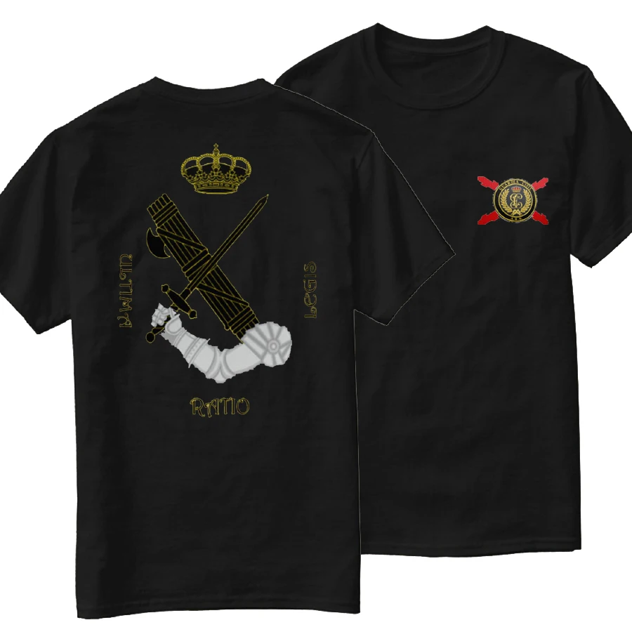 Camiseta España Guardia Civil GRS Insignia con lema. 100% Algodón De Alta Calidad, Cuello Redondo, Casual Top