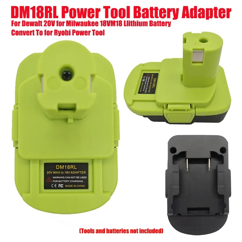

DM18RL Power Tool Battery Converter Adapter for Dewalt 20V for Milwaukee 18VM18 Llithium Battery Convert To for Ryobi Power Tool