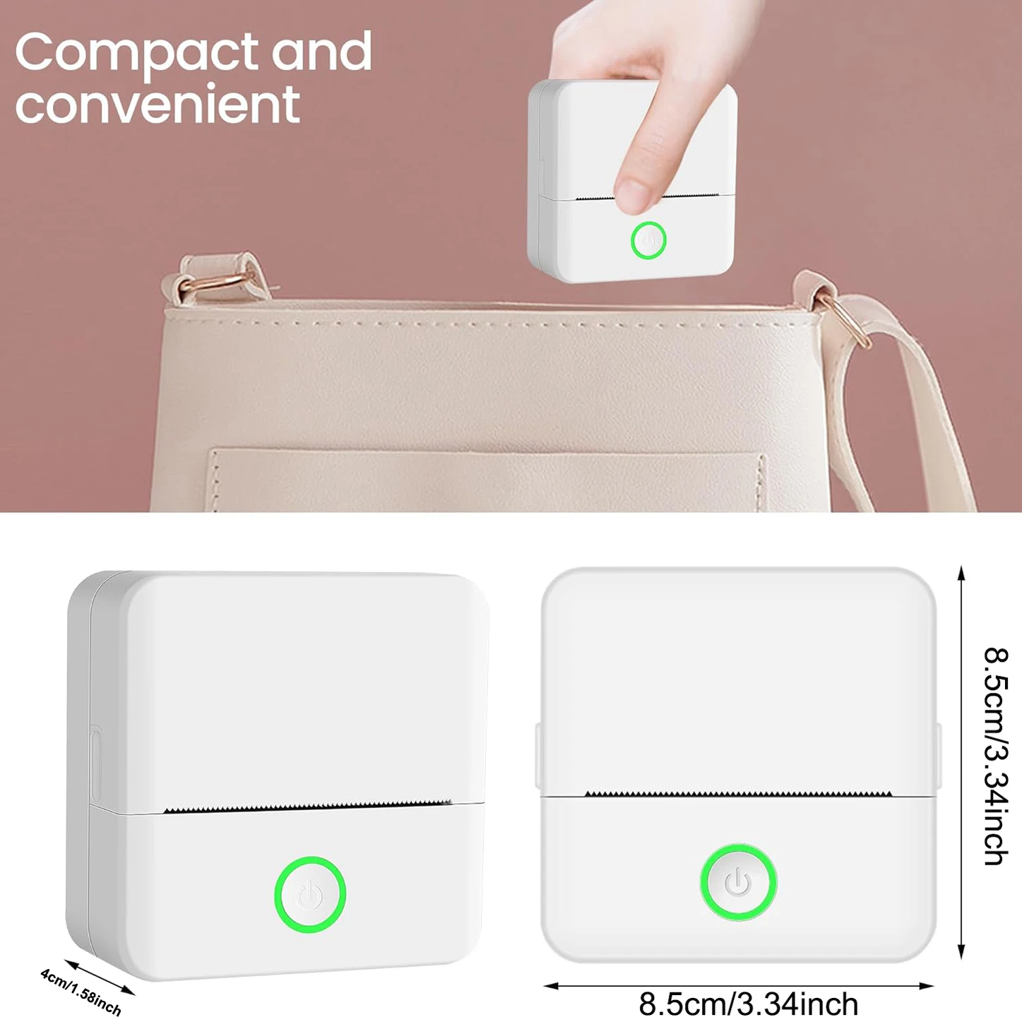 Wireless Mini Photo Printer Set with 5 Sticker Rolls & 5 Thermal Paper, Bluetooth Mobile Printing for Pictures, Photos, Labels