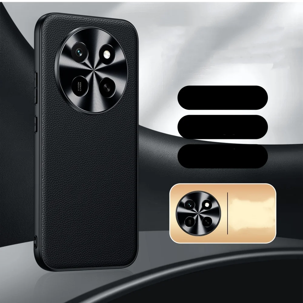 Premium Cowhide Leather Litchi Case for Honor X80 Pro Max Business Back Cover