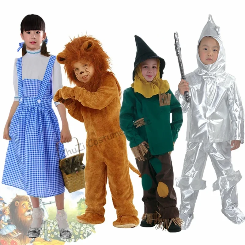 Dorothy Scarecrow Tinman Wizard Lion Costume Baby Kids Animal Birthday Party Halloween Cosplay Costumes Role Play Jumpsuit US241