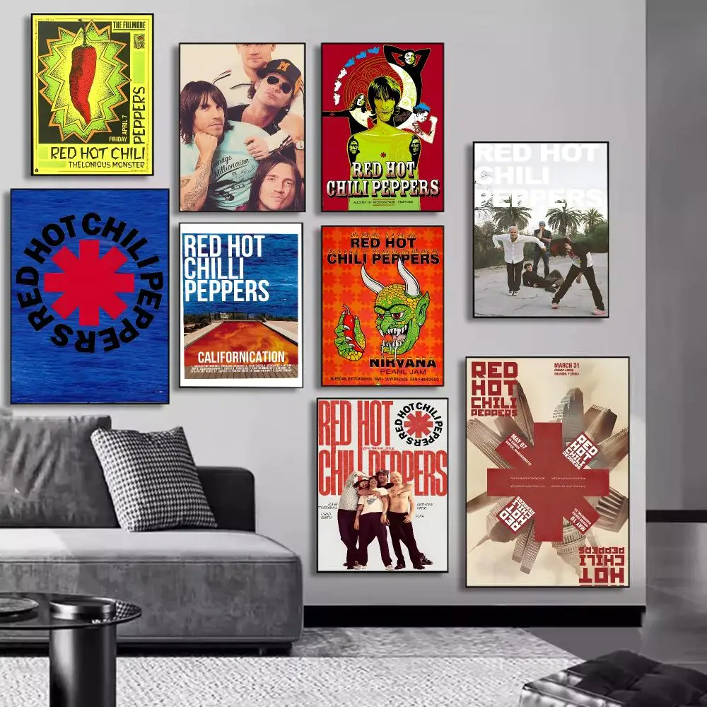 Rock Band R-Red Hot C-Chili Peppers Poster High-definition Art Sticker Self Adhesive Waterproof Home Decoration For Living Room