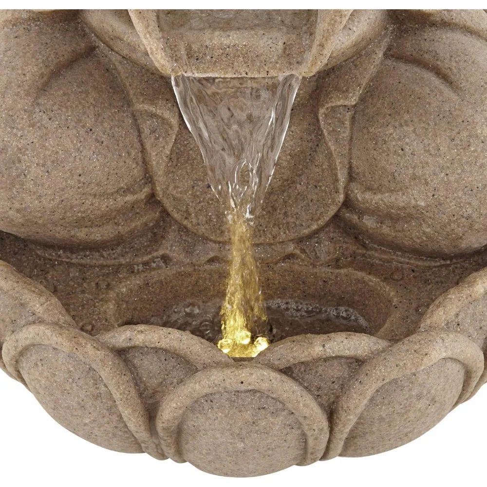 Sitting Buddha Zen Outdoor Water Fountain with Light LED 22