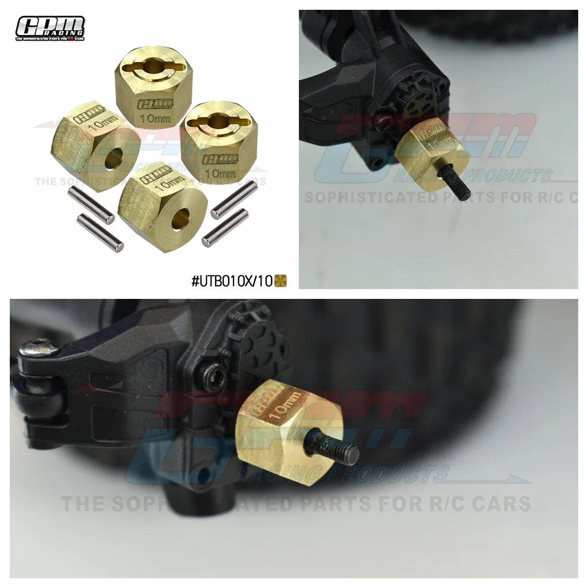 GPM النحاس النحاس مسدس محور توسيع محول ل محوري 1/18 UTB18 كابرا 12X10 مللي متر RC سيارة