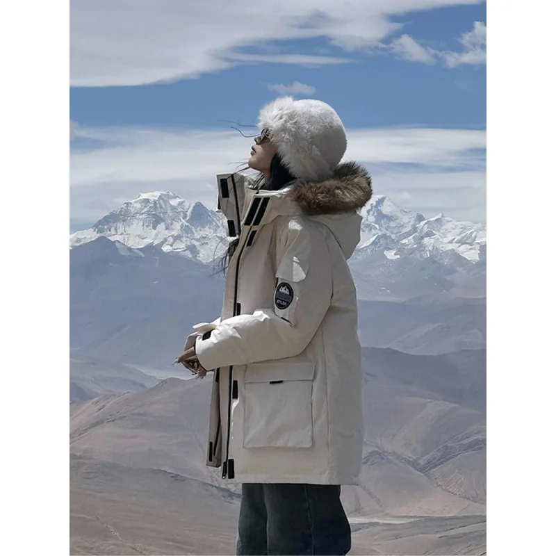 

Зимние женские парки для осени и кемпинга: ветрозащитные пальто с отстегивающимся меховым воротником, рукавами и поясом, с утеплителем из биохлопка, трендовая модель