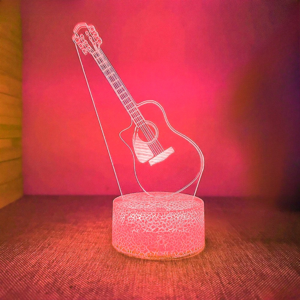 Guitar 3D LED Night Light 7 Color Changing Acrylic Lamp Decorative Bedroom Table Lamp Birthday Christmas Gift for Music Lovers