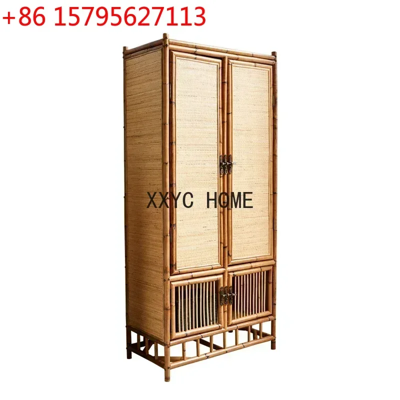 

Шкаф для хранения вещей в спальне, двухдверный, с параллельным открыванием, из ротанга, в современном минималистичном стиле, для отелей и гостевых домов