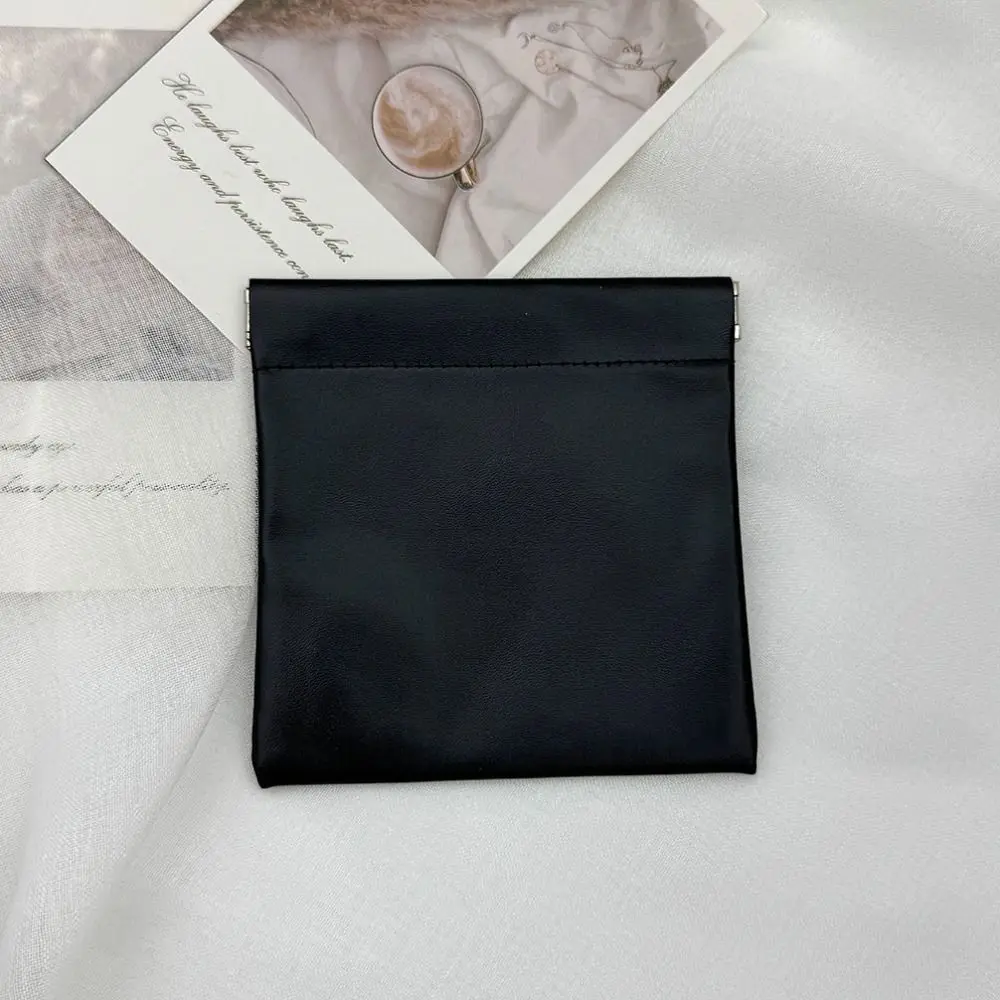 Gift Purpose PU Leather Mini Cosmetics Bag Automatic Closure Simple Makeup Pouch Mini Portable Coin Purse Women