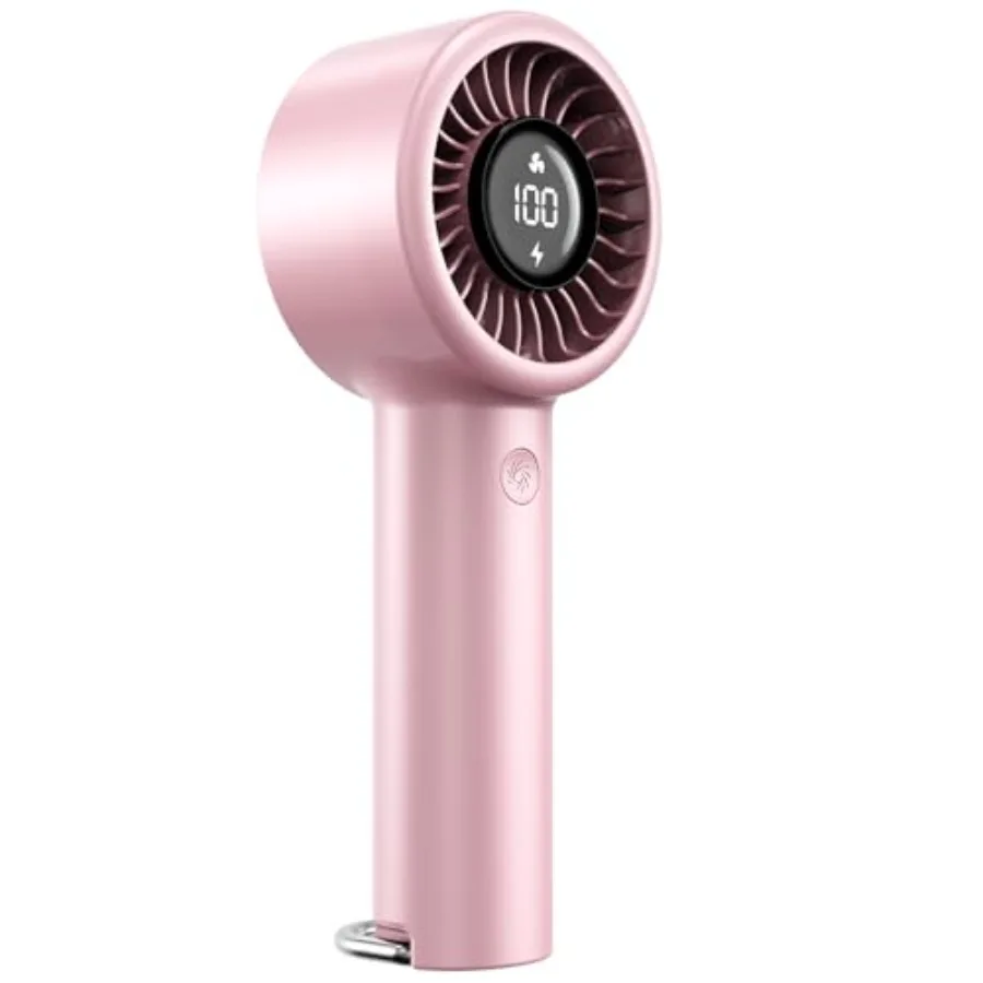 

Portable Mini Handheld Fan Turbo, USB Rechargeable Electric High Speed Personal Hand Held Fan, 5 Speeds, LED Display, Battery O