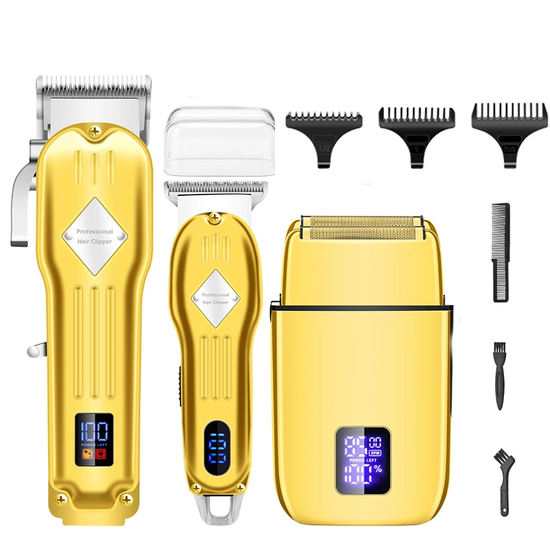 WAIKIL Professional Rechargeable Hair Clipper Shaver Blade Electric Men'S Barber Machine Hair Trimmers Razor Set