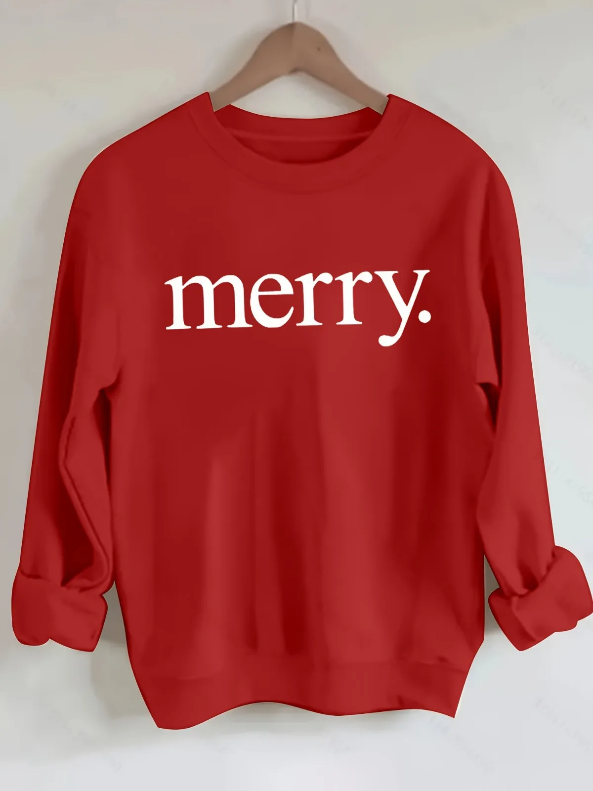 Damesmode Casual sweatshirt met ronde hals "MERRY" Trui met letterprint Dagelijks los Comfortabel vakantiecadeau voor vrienden