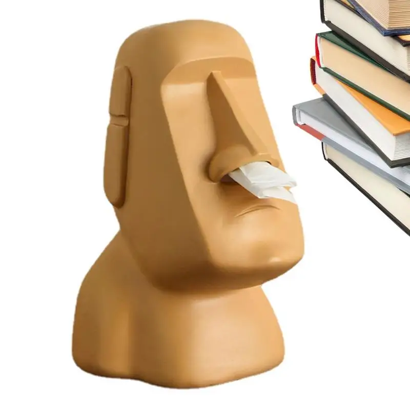 Easter Tissue Box Holder Easter Island Moai Sculpture Tissue Box Weird Toilet Paper Holder For Bathroom Bedroom Dressers Night