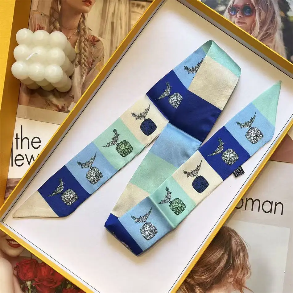 5*90cm Korean Version of Fashionable New Twill Decoration Women's Streamer Wrapping Bag Ribbon Silk Scarf Small Scarf Wholesale