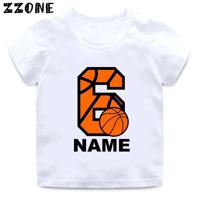 Basketball Number Print Boys T-shirts 1 2 3 4 5 6 7 8 9 Years Birthday Customize Name Kids Clothes Baby Girls Tshirt,HKP2728