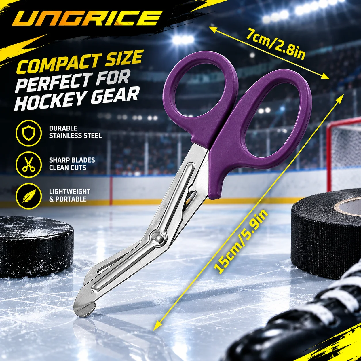 UICE Eishockey Band Schere Mehrzweck Edelstahl Schere Schneiden Baumwolle PVC Band Verband Schere Hockey Zubehör – Detail 2