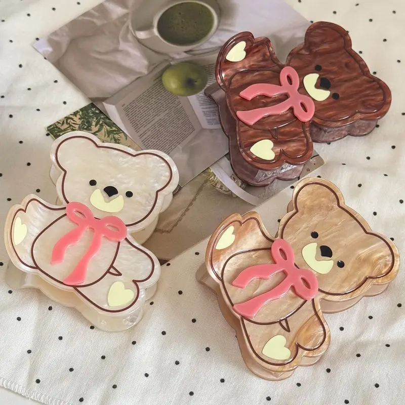 1 قطعة مشبك شعر الدب القطني اللطيف الجديد مع ملمس متقدم ، مشبك قبضة حمض الأسيتيك ، الجزء الخلفي من الرأس ، شعر ملفوف ، مشبك قبضة القرش