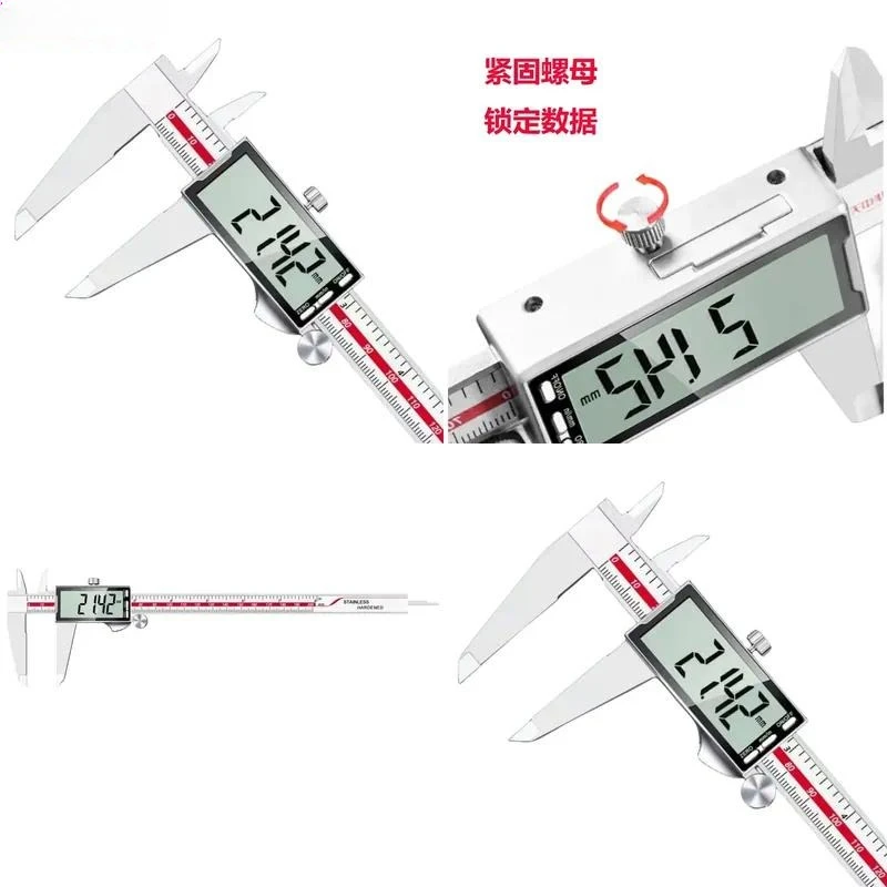 High precision digital caliper 0-300mm 0-10 inch stainless steel large LCD screen 0.001mm resolution accuracy