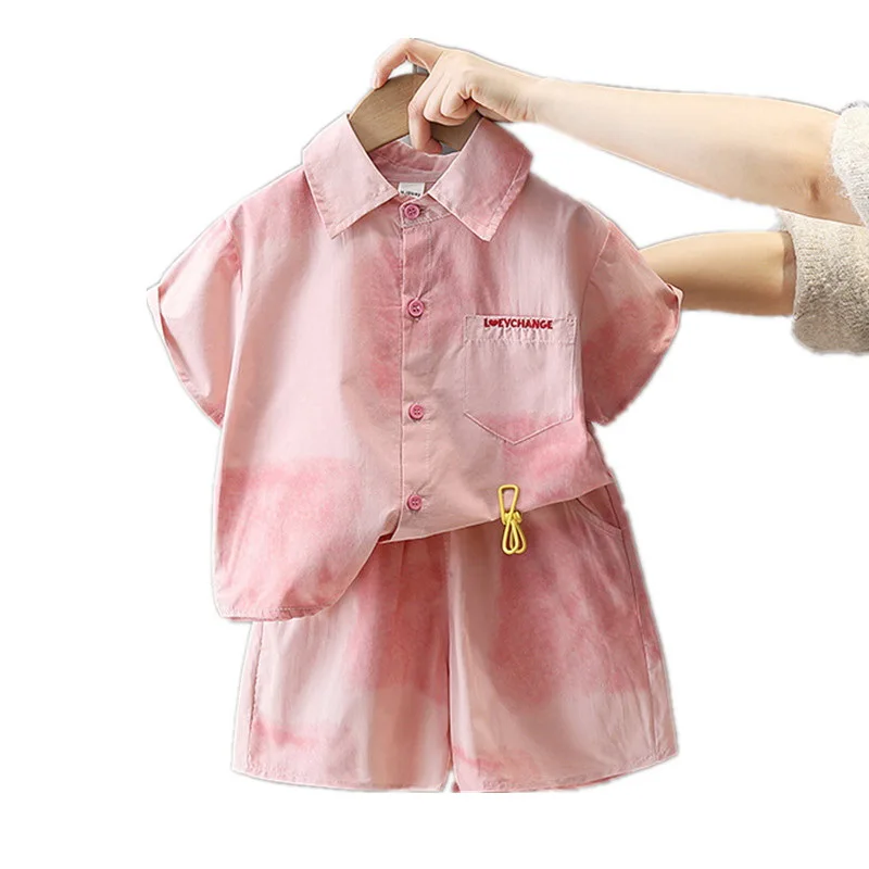 

Высокое качество-2-11 лет комплект одежды для мальчиков детские рубашки с принтом тай-дай + шорты 2 шт./компл. модная повседневная одежда одежда для малышей