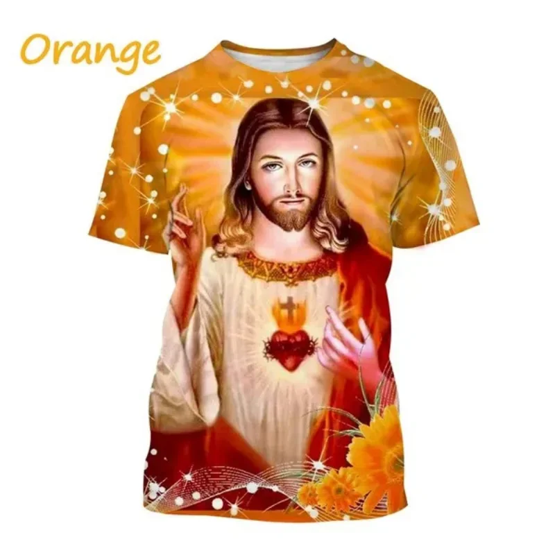 New Summer 3D Jesus Print T Shirt Christian Graphic T-shirts Children Fashion Short Sleeves Faith Above Fear Tee Shirts Clothes