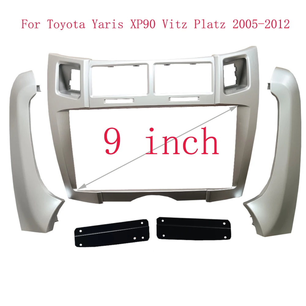 2 Din Car Stereo Radio Frame Fascia Cover Trim Kit Panel 9 inch For Toyota Yaris Vitz Platz 2005 2006 2007 2008 2009 2010 2011