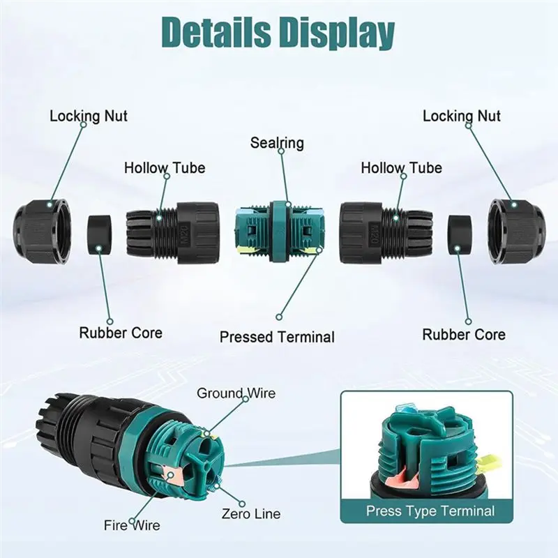 Apr.4 قطعة 2 طريقة 3 صندوق توصيل القطب كما هو موصل الكابلات الكهربائية البلاستيكية المظهر Ø5-12 مم #3