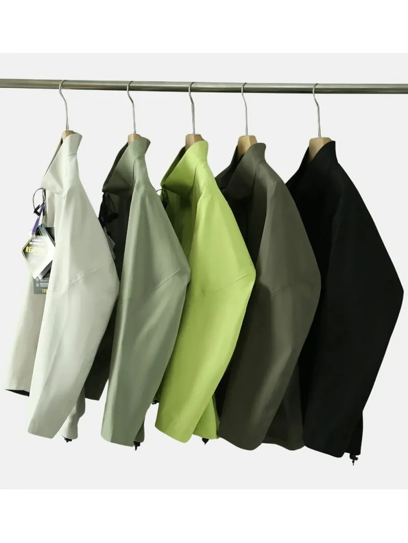 

New Advanced Men's Outdoor Full Prure Glue Windproof Waterproof Breathable Stand Collar Hard ell Jaet Spring Autumn