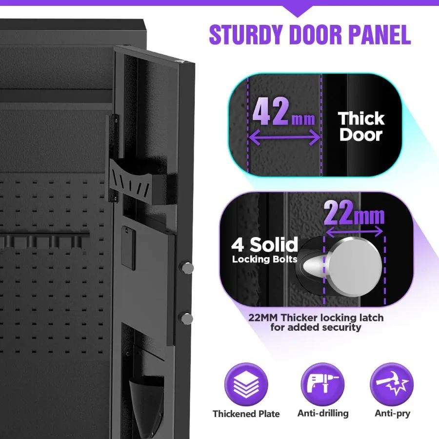 1015Gun Capacity Rifle Safe with Quick Access Digital Keypad for Home Security: AntiTheft and AntiPry Design Featuring Adjustab