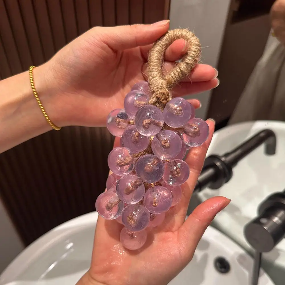

Handmade Artificial Fruit Grapes Soap Decorative Lifelike Simulation Aroma Grape Cleaner Oil Fruit Foam Soap Scented Soap R9K9