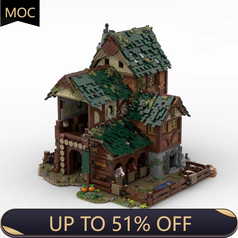 

4121 PCS MOC Medieval Barn Castle Modular Model Building Block DIY Sets Education Assembly Bricks Toy Kids Festival Gifts