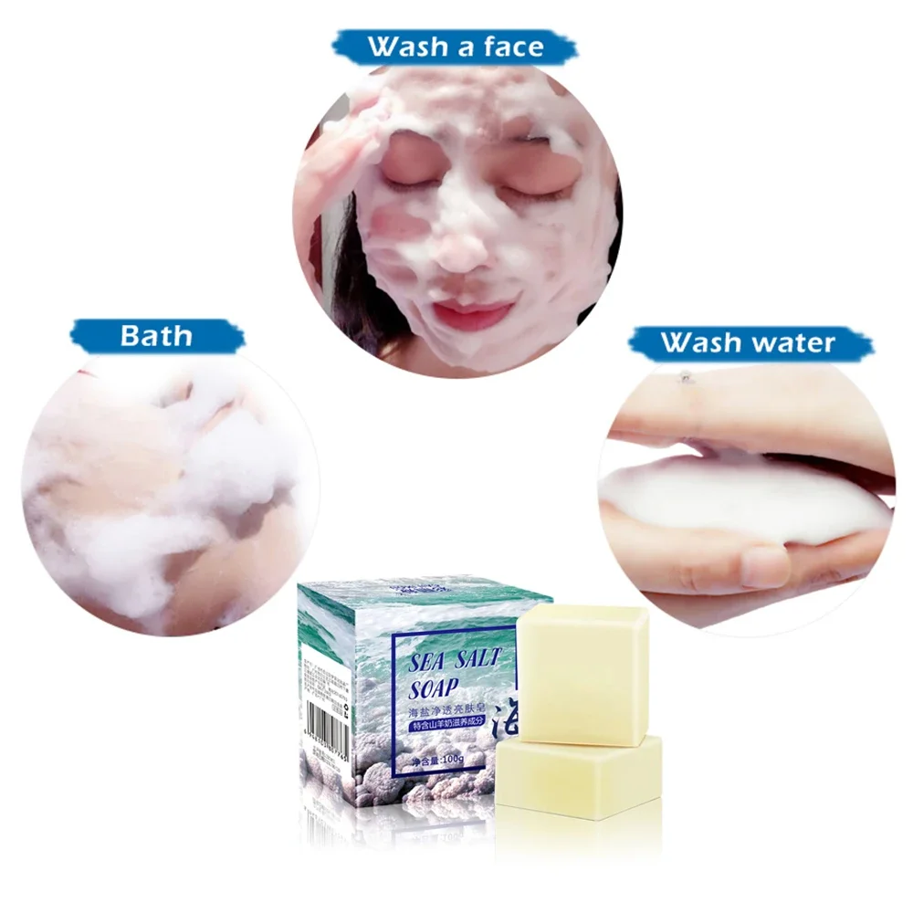 Sea Salt Soap Natural Milk Sea Salt Soap Remove Pimple Pores Acne Treatment Face Care