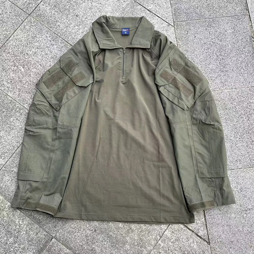 Tactical cavalry green G3 nylon men's outdoor multi-pocket frog skin summer long-sleeved T-shirt
