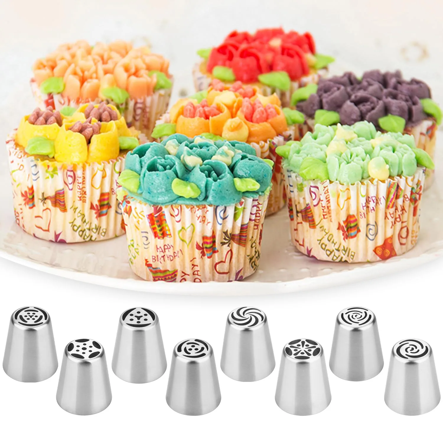 Russian Tulip Icing Piping Nozzles Stainless Steel Flower Cream Pastry Tips Nozzles Bag Cupcake Cake Decorating Tools Molds