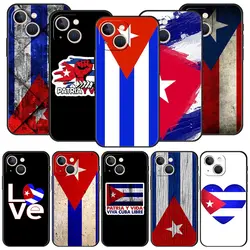 Cuba flag Art Phone Case For iPhone Apple 15 14 13 12 11 Pro Max Mini 7 8 Plus XR XS X SE 2020 Black Silicone Cover Coque Funda