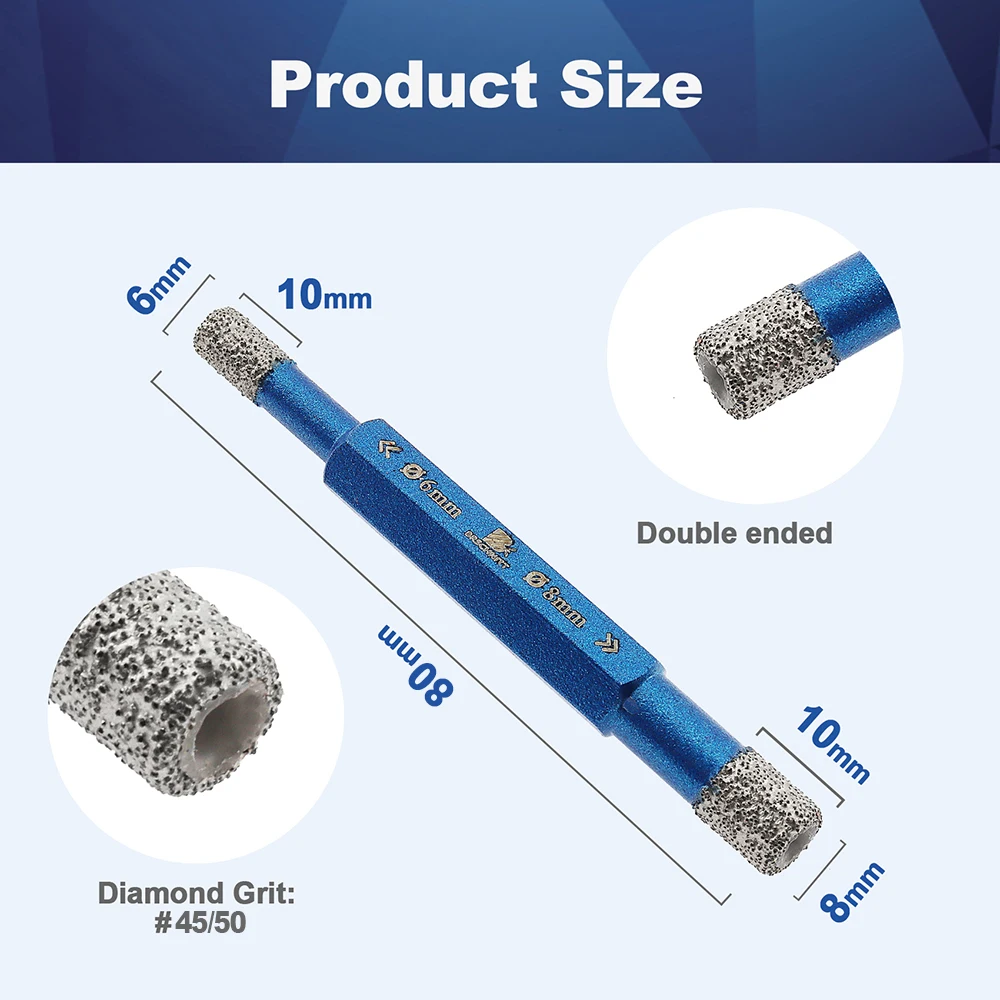 BRSCHNITT Dia6-8mm Dry Diamond Drill Core Bit Tile Cutter Drilling Bits Hex Shank For Granite Marble Masonry Tile Ceramic