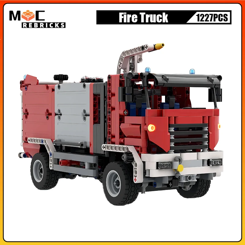 MOC City Fire Resure Cars Firetruck Water Supply Vehicle Protection Trucks DIY Building Blocks Kid's Bricks Toys Xmas Gifts Sets