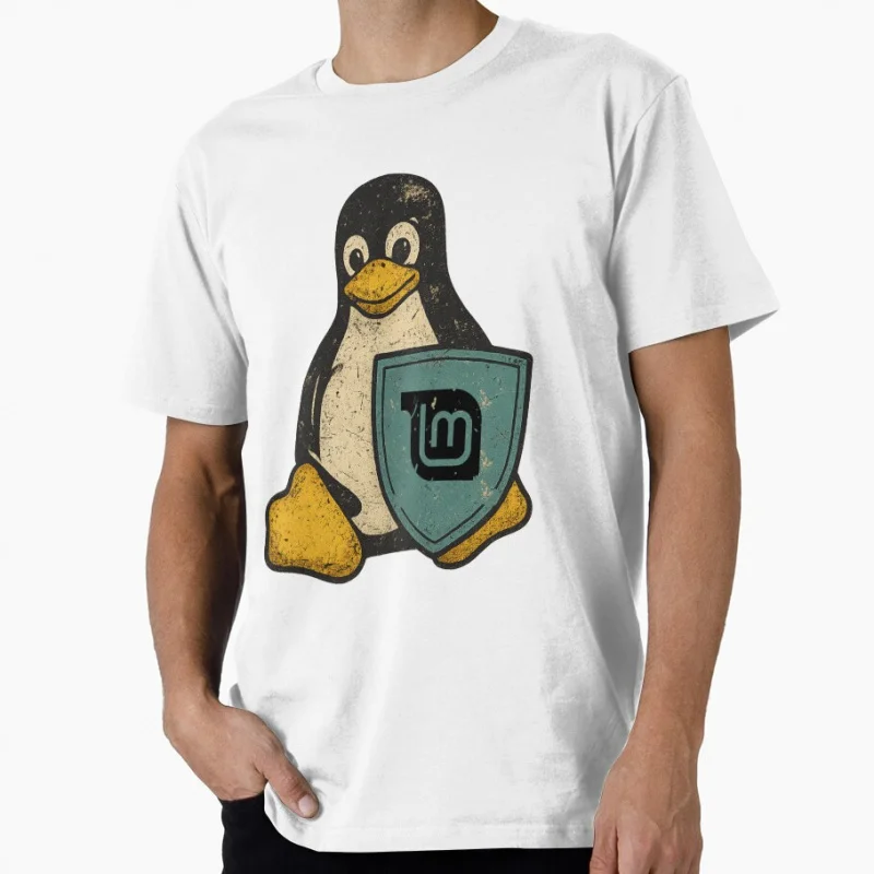 Linux TUX Mint Retro Gift t shirt for programmer Software Developer Graphic Clothes 100% cotton printed Tee All size Tops S-6XL