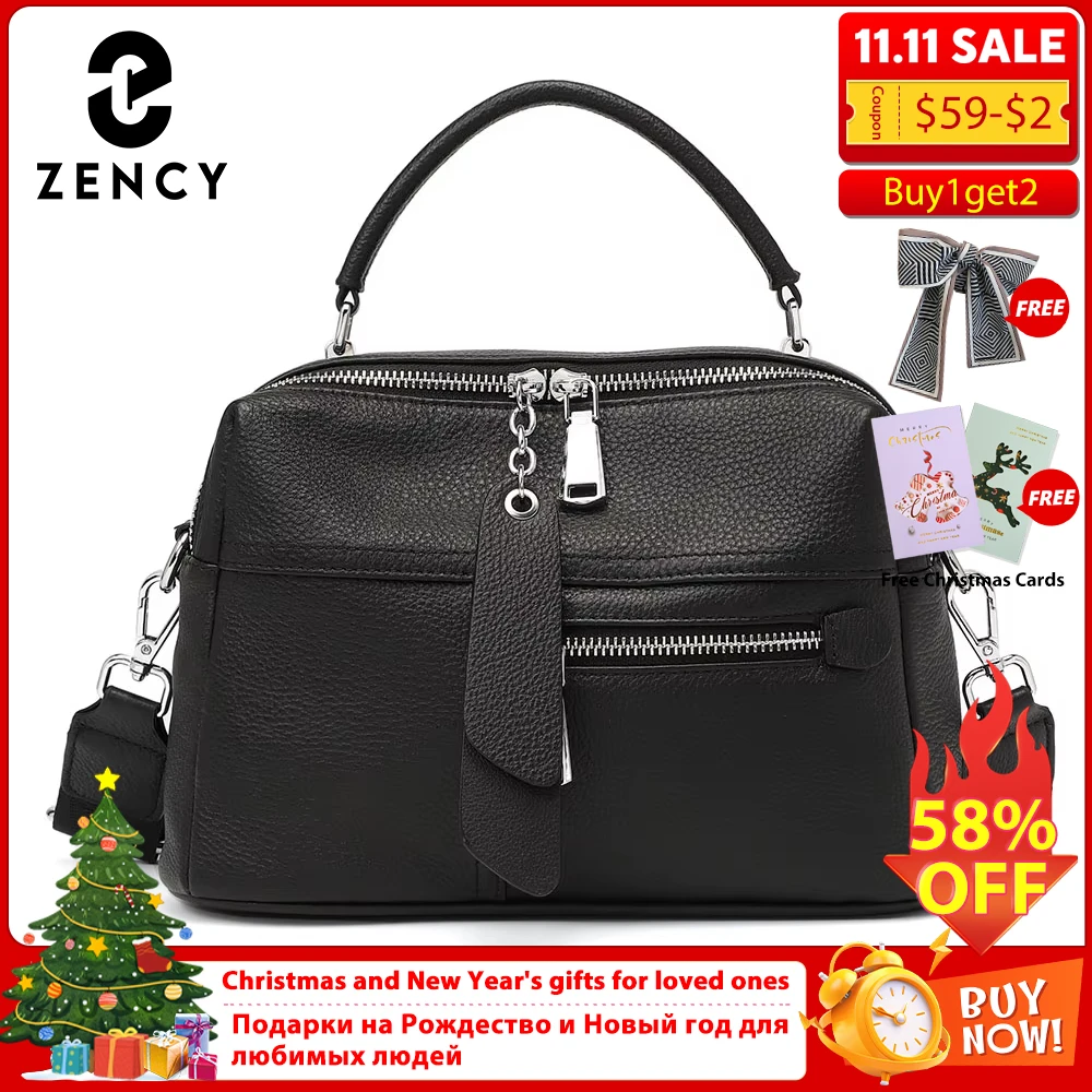 

Zency Сумка из натуральной кожи Женская сумка-коробка высокого качества Классическая модная винтажная женская сумка через плечо Черная сумка через плечо с верхней ручкой