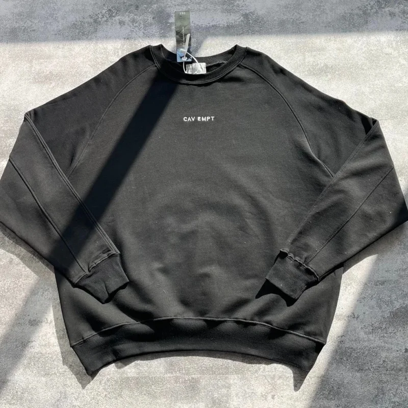 

Simple Fashion Embroidered Black Hooded Sweatshirt Cavempt Hoodie Loose Round Neck C.E Top