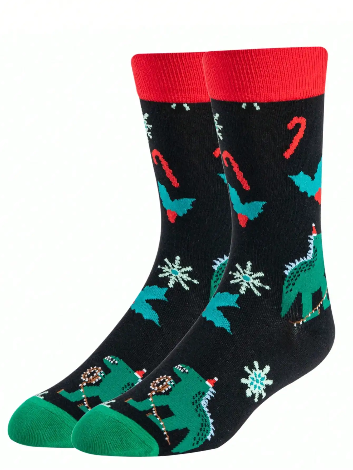 

1 пара мужских креативных рождественских подарочных носков с милым рисунком маленького динозавра, удобные и дышащие носки до середины икры