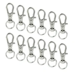 10pcs/lot Split Sliver Key Ring Swivel Lobster Hooks Clasp Connector For Bag Belt Dog Chains DIY Jewelry Making Finding Keychain