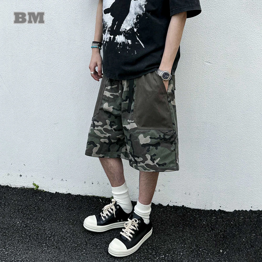 

Korean Fashion Camouflage Cargo Shorts Men Clothing Streetwear Basketball Baggy Shorts Harajuku Casual Pants Tactics Fifth Pants