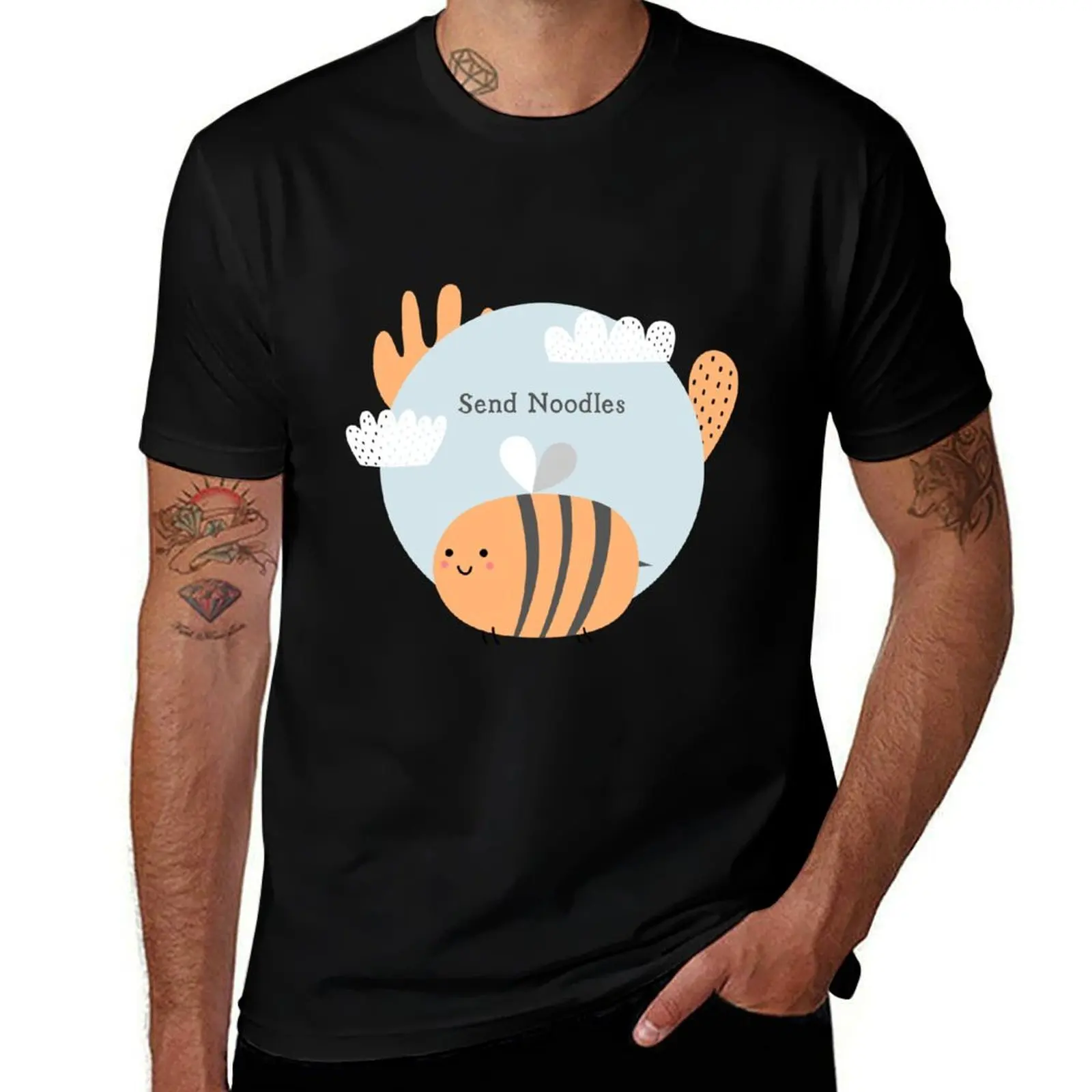 

Детская футболка с лапшой Please - Happy Bee, забавная рубашка, хлопковая одежда в стиле хиппи, большие футболки для мужчин