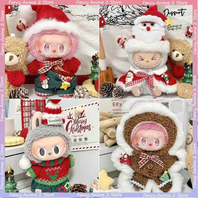 

Christmas Autumn Winter Clothing Outfit for V1 V2 V3 Labubu Cute Mini Plush Doll Festival Dress Up Kawaii Dolls Accessories Gift